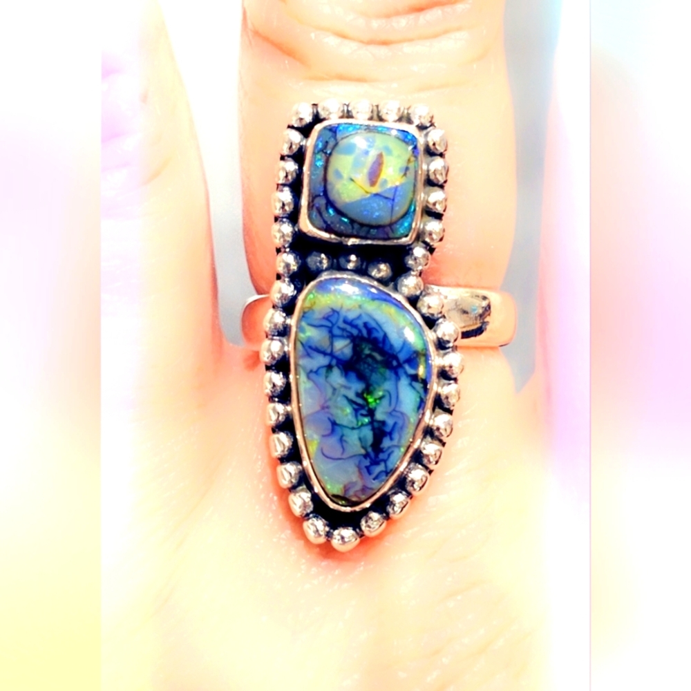 Monarch Opal Sterling Silver Gemstone Ring
